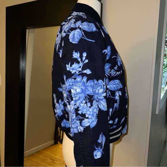 GAP Blue and Gray Bomber Jacket with Ribbed Details - Picture 2 of 9